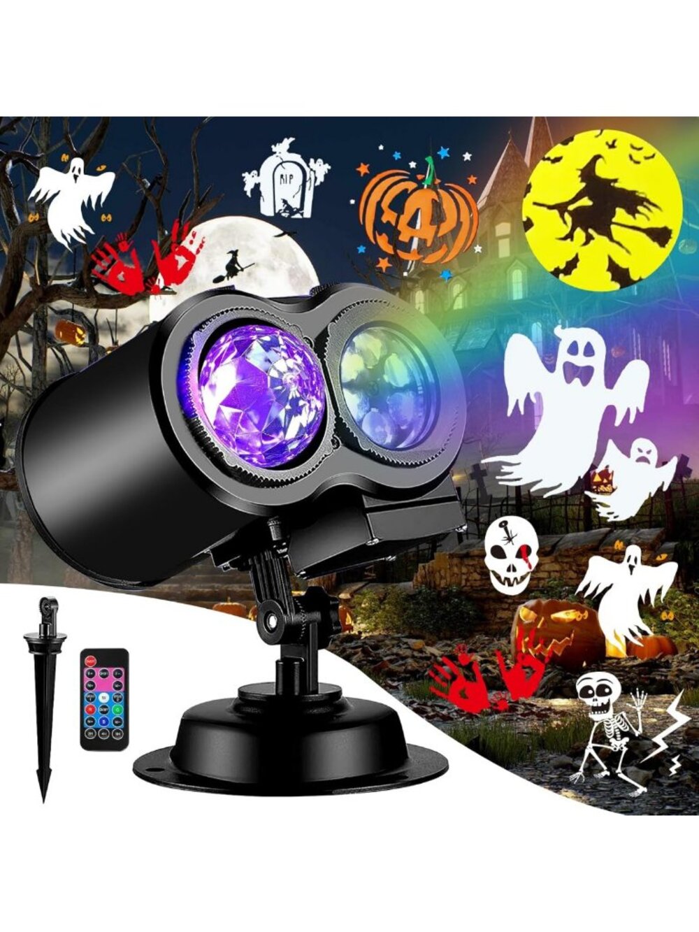 2026 Halloween Projector Lights - 19HD Ocean Wave & Pattern Slides, 11 Themes